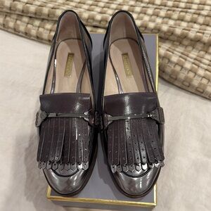 Louise et Cie Black Patent Leather Loafers with Fringe